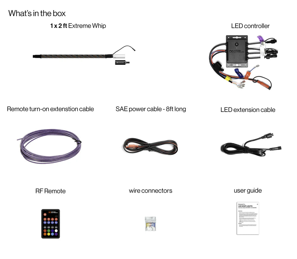 ECOXGEAR Extreme Whip Kit Qty 1 x 2 ft plus LEDCast Controller