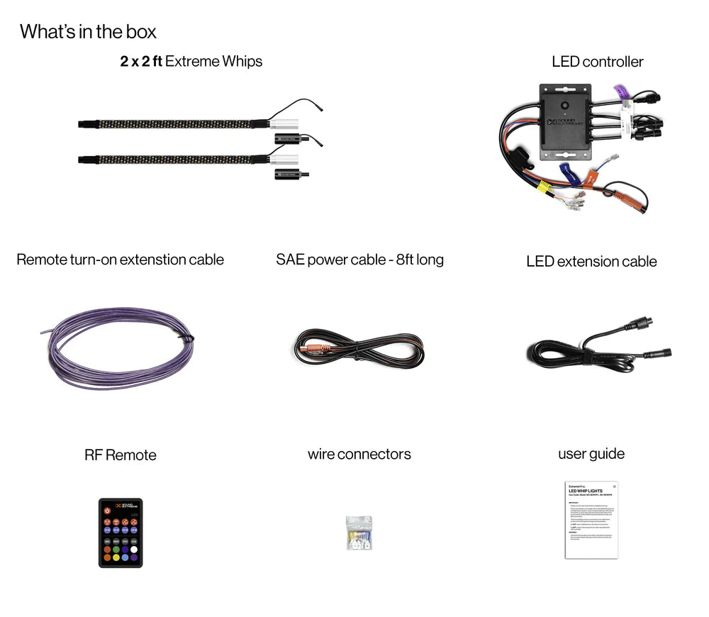 ECOXGEAR Extreme Whip Kit Qty 2 x 2 ft plus LEDCast Controller