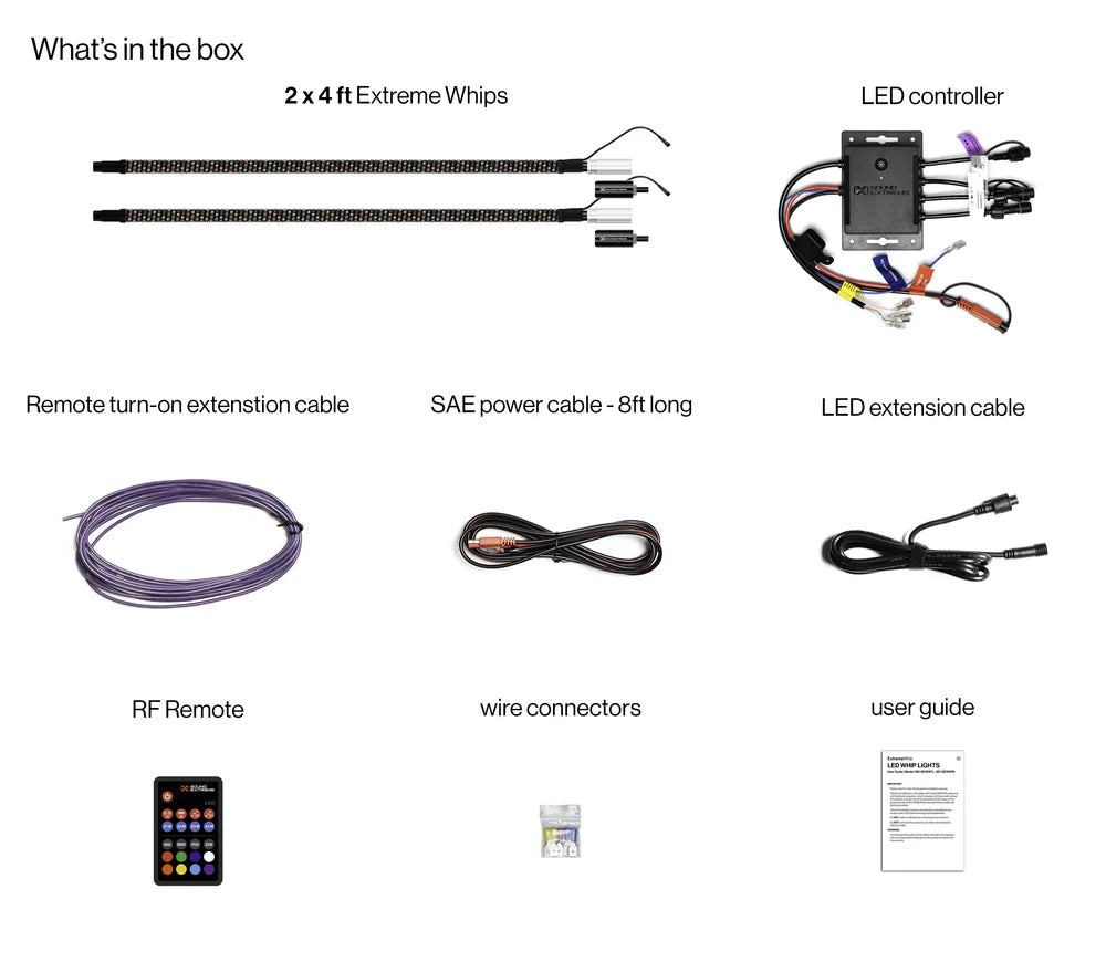 ECOXGEAR Extreme Whip Kit Qty 2 x 4 ft plus LEDCast Controller