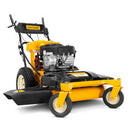 Cub Cadet walk-behind mower, yellow and black, powerful engine, durable design for efficient lawn care.