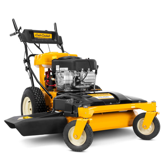 Cub Cadet walk-behind power mower, electric start, yellow and black, durable design for effective lawn care.