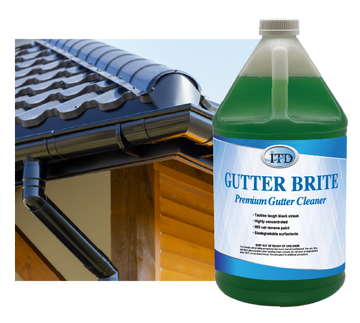 Gutter Brite premium gutter cleaner, green, removes tough stains, biodegradable, highly concentrated.