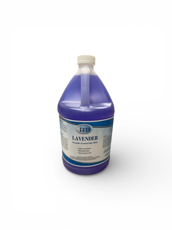 Lavender-scented odor mask liquid in a 1-gallon bottle, highly concentrated and easy to use.