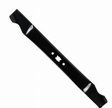 Black lawn mower blade, durable steel material, designed for precision cutting and enhanced grass performance.