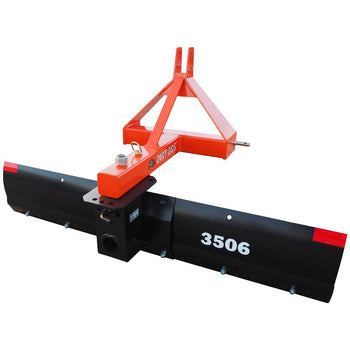 Dirt Dog 3506 heavy-duty grader blade, black and orange, ideal for landscaping and grading tasks.