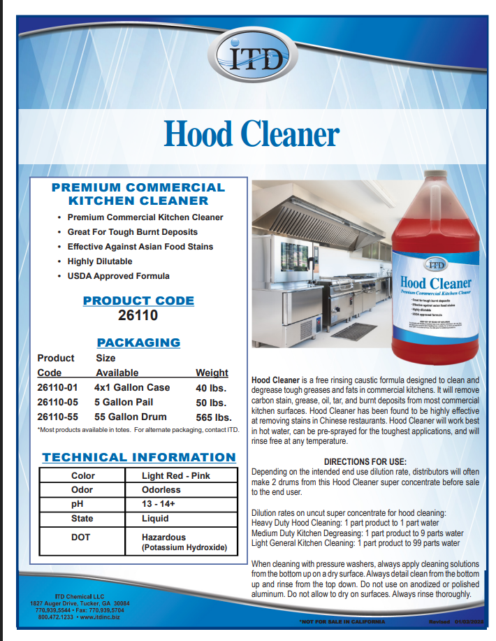 Hood Cleaner – Heavy Duty Kitchen Degreaser 26110 1G