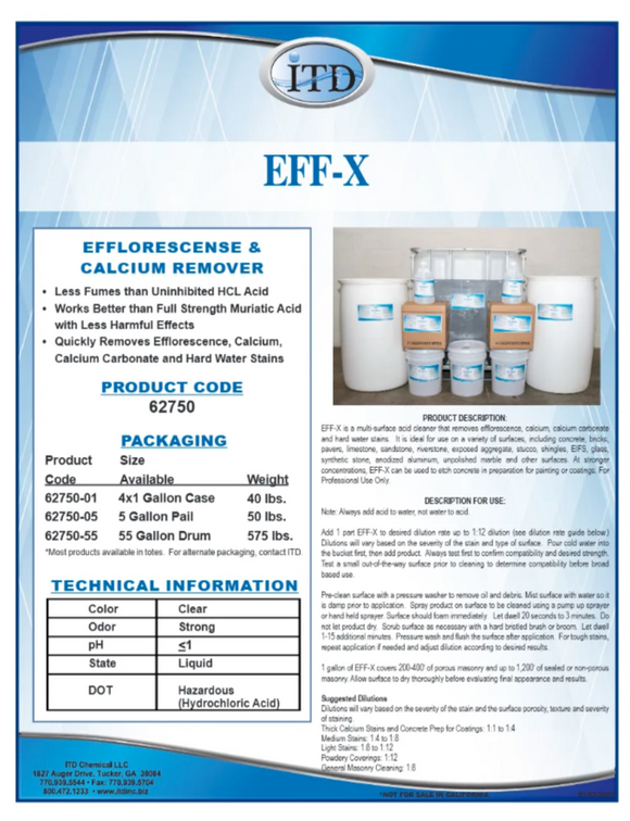 EFF-X – Efflorescence & Calcium Remover 1 Gallon