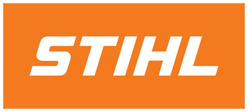 STIHL logo on bright orange background representing quality outdoor power tools.