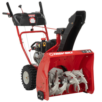 Troy-Bilt Storm 2420 24-inch snow blower, red, powerful engine, durable design for efficient snow removal.
