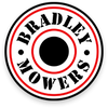 Bradley Mowers logo featuring a circular design with red and black colors showcasing quality lawn care products.