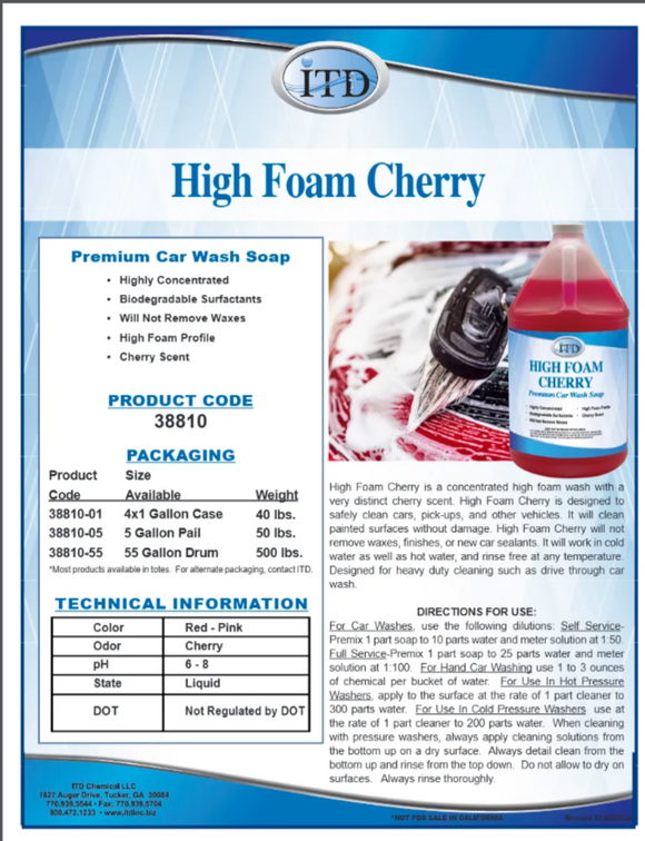 High Foam Cherry – Car Wash Soap Gallon