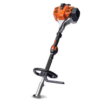 STIHL string trimmer, orange and black, lightweight, powerful engine, ergonomic design for easy handling.